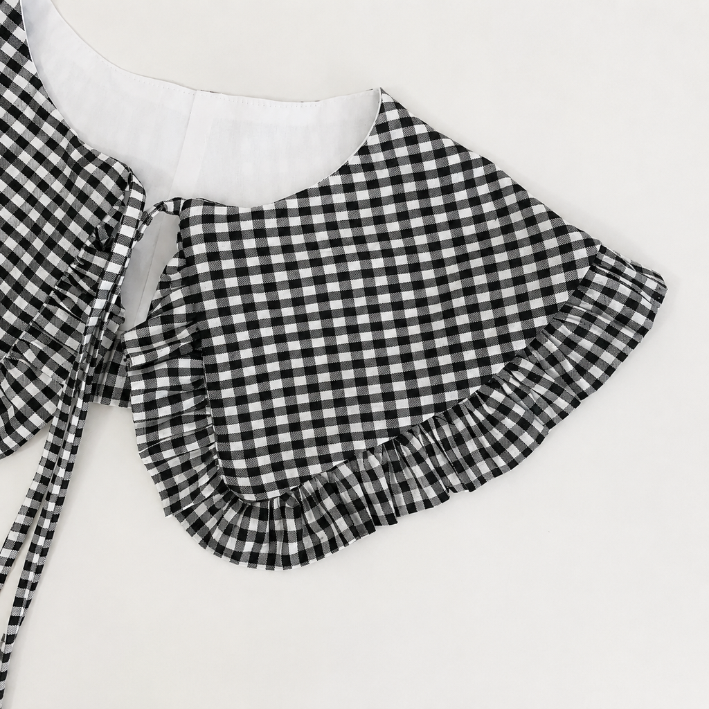 Gingham Cotton Frill Collar: Detachable Layering Collar