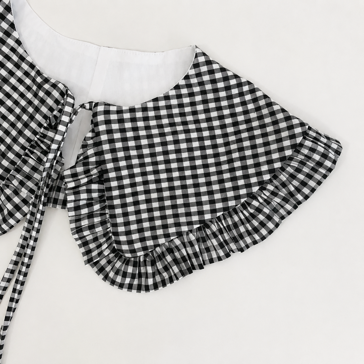 Gingham Cotton Frill Collar: Detachable Layering Collar