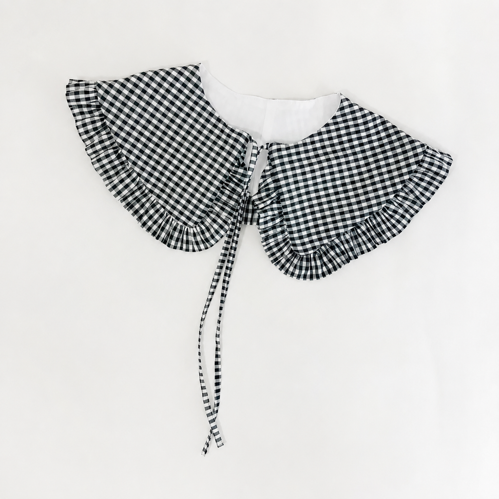 Gingham Cotton Frill Collar: Detachable Layering Collar