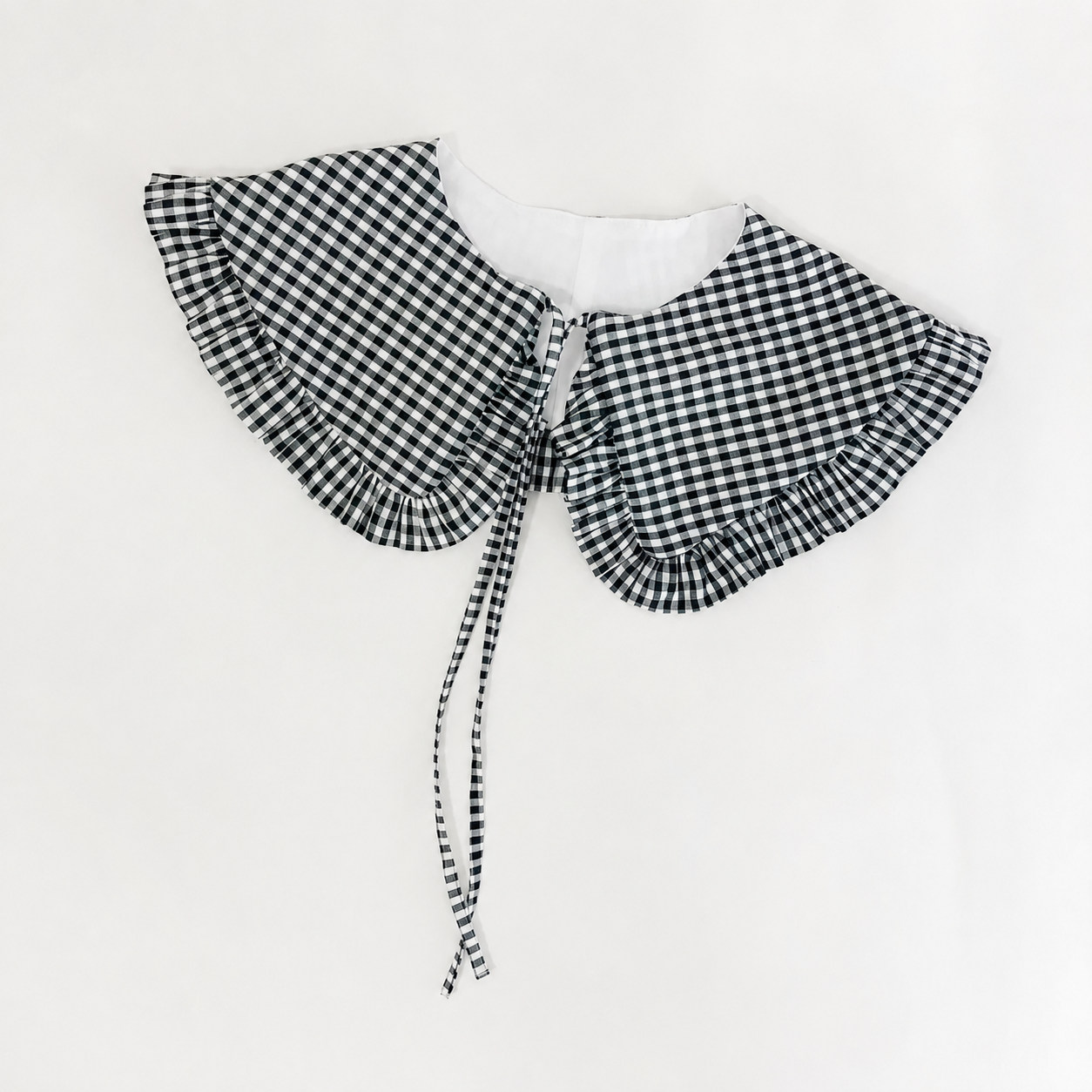 Gingham Cotton Frill Collar: Detachable Layering Collar