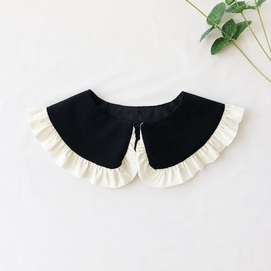 Corduroy Cotton Frill Collar: Detachable Layering Collar