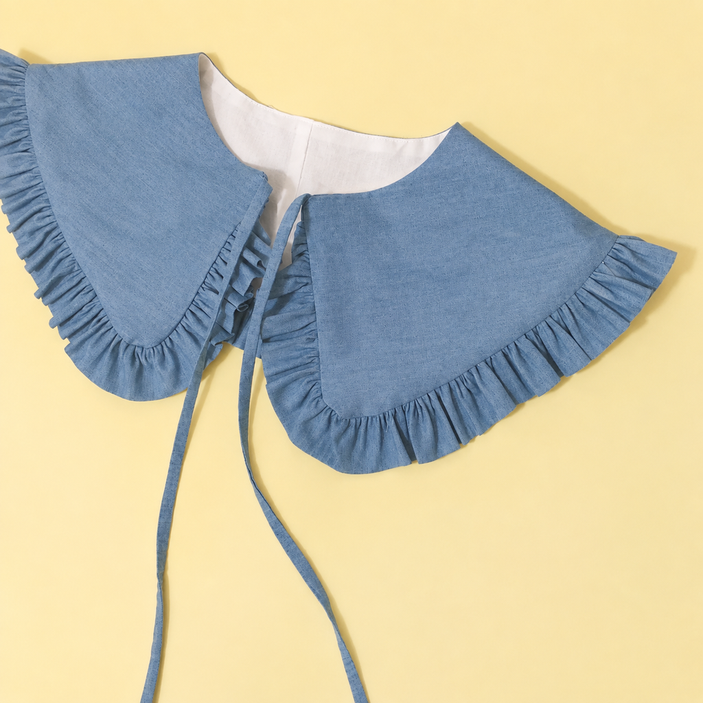 Chambray Cotton Frill Collar: Detachable Layering Collar