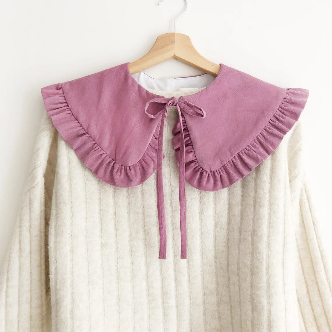 Corduroy Cotton Frill Collar: Detachable Layering Collar