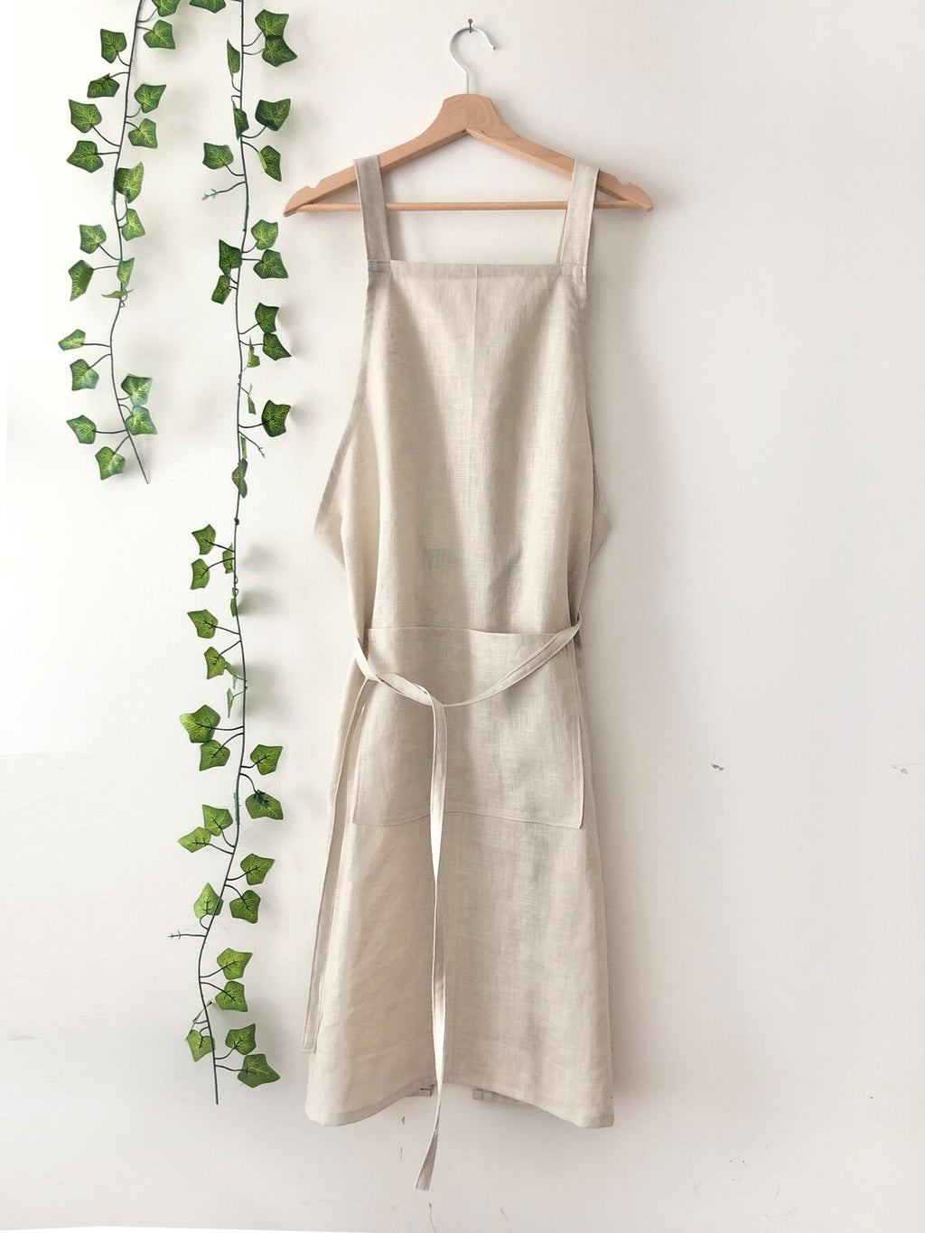 Natural Linen Pinafore Apron: Japanese Style Apron