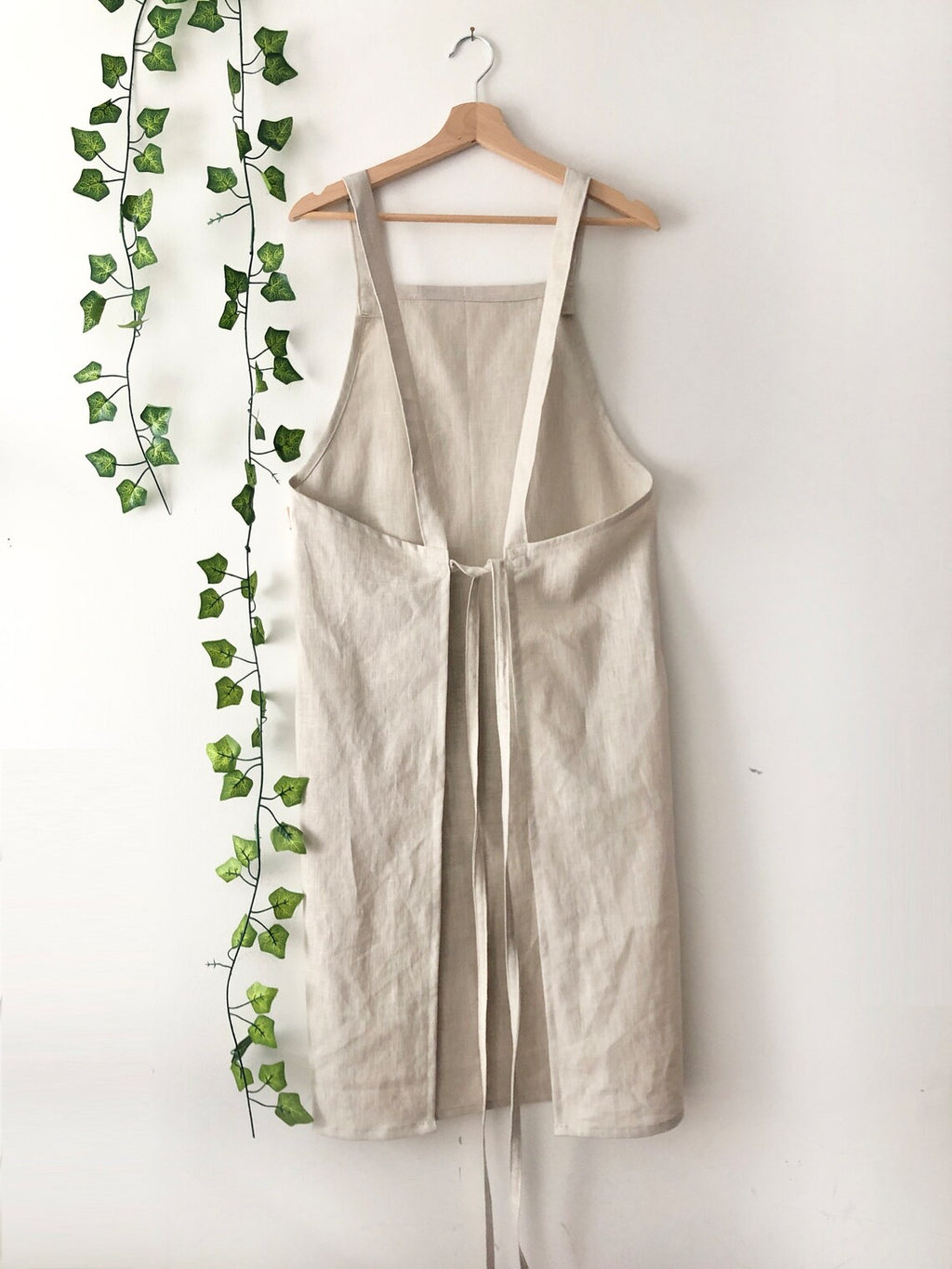 Natural Linen Pinafore Apron: Japanese Style Apron