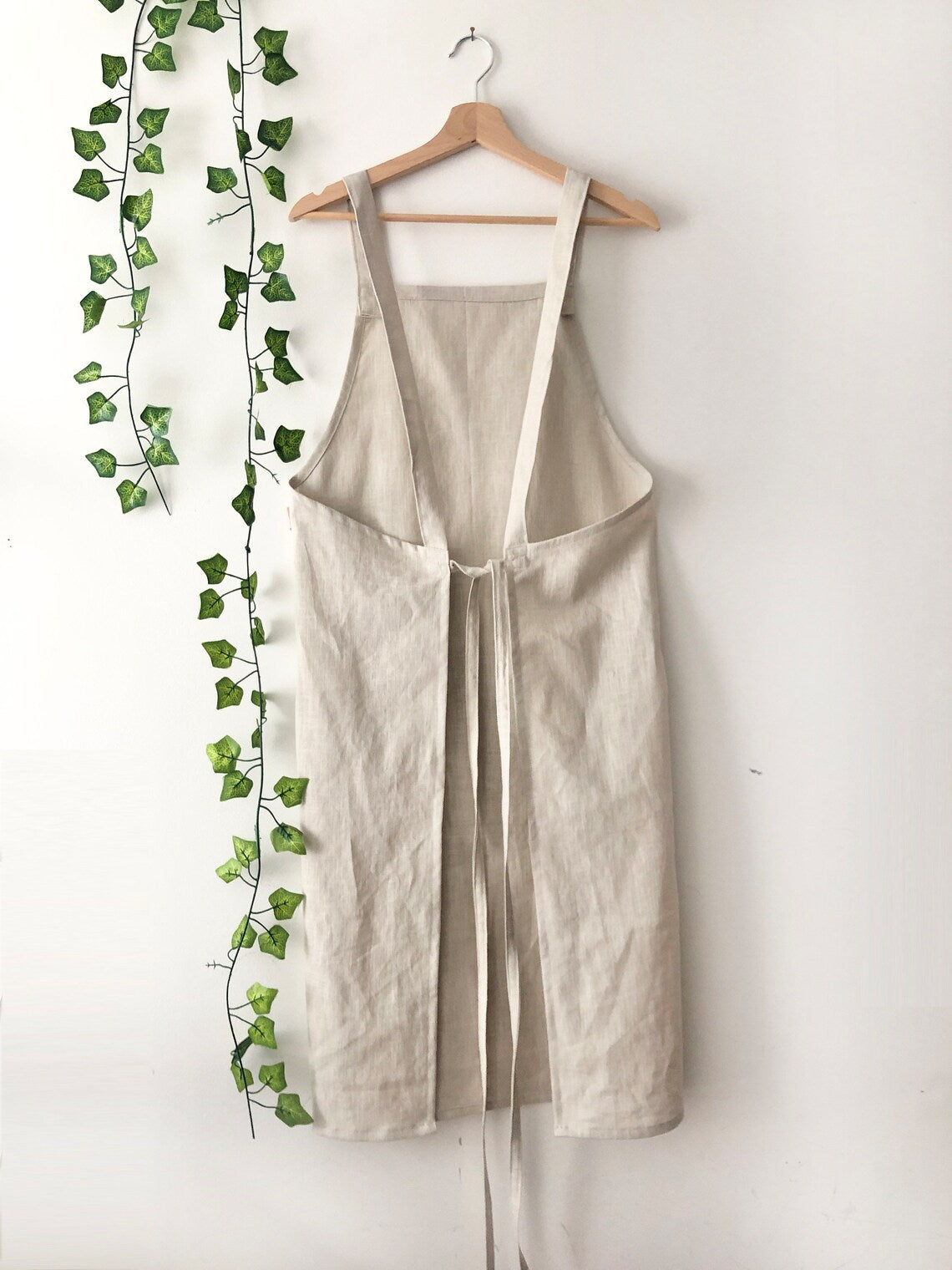 Natural Linen Pinafore Apron: Japanese Style Apron