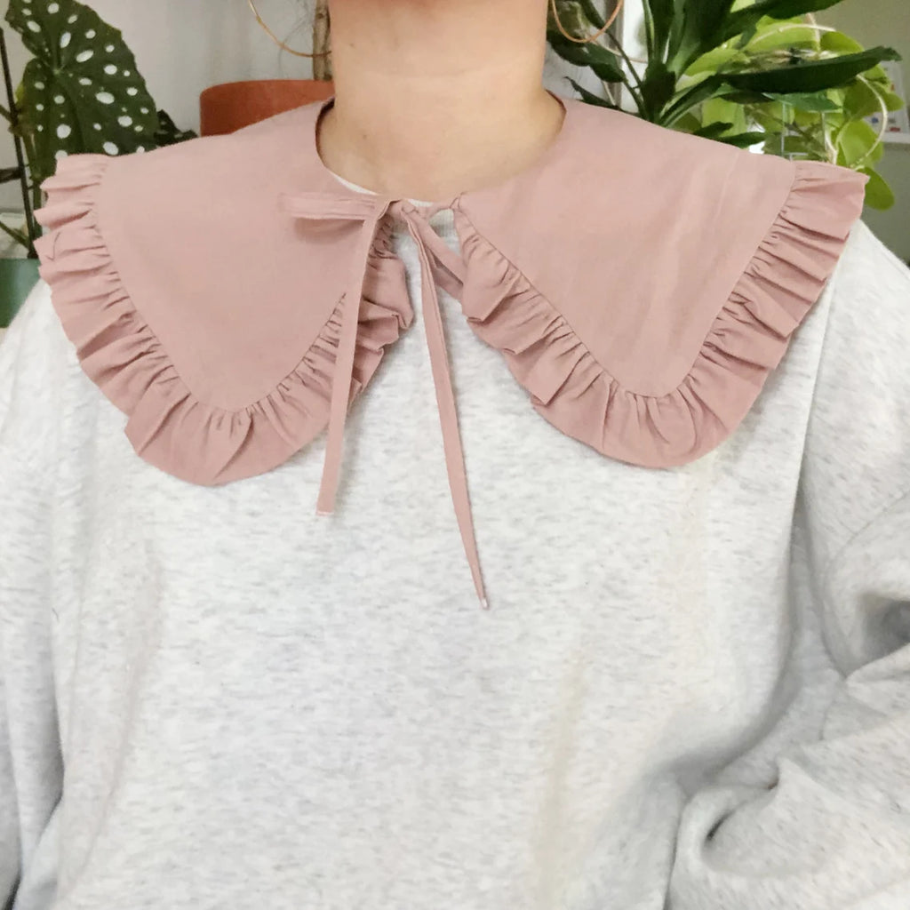 Dusky Pink Cotton Frill Collar: Detachable Layering Collar