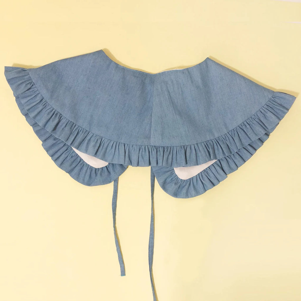 Chambray Cotton Frill Collar: Detachable Layering Collar