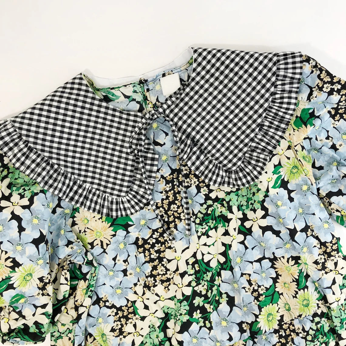 Gingham Cotton Frill Collar: Detachable Layering Collar