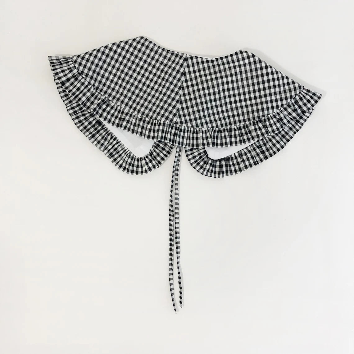 Gingham Cotton Frill Collar: Detachable Layering Collar