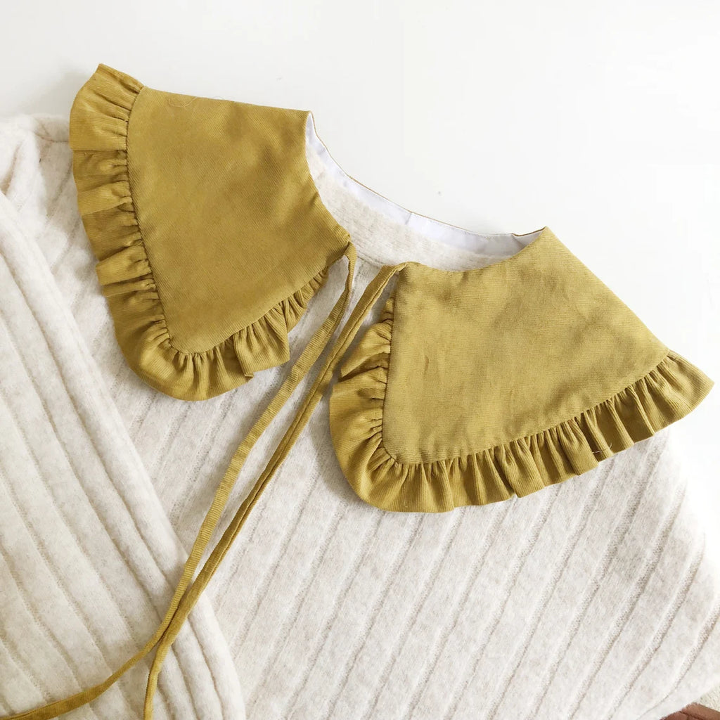 Corduroy Cotton Frill Collar: Detachable Layering Collar