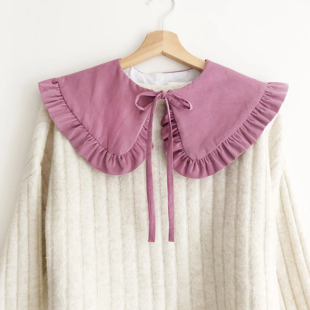 Corduroy Cotton Frill Collar: Detachable Layering Collar