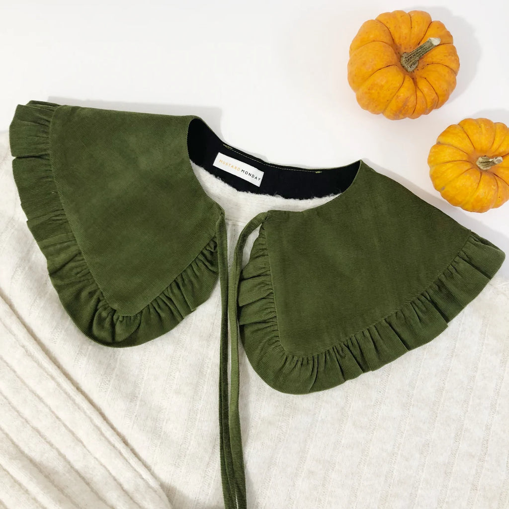 Corduroy Cotton Frill Collar: Detachable Layering Collar