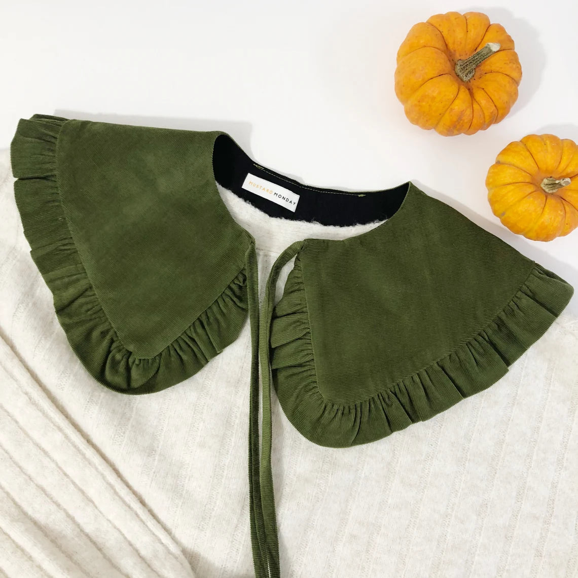 Corduroy Cotton Frill Collar: Detachable Layering Collar