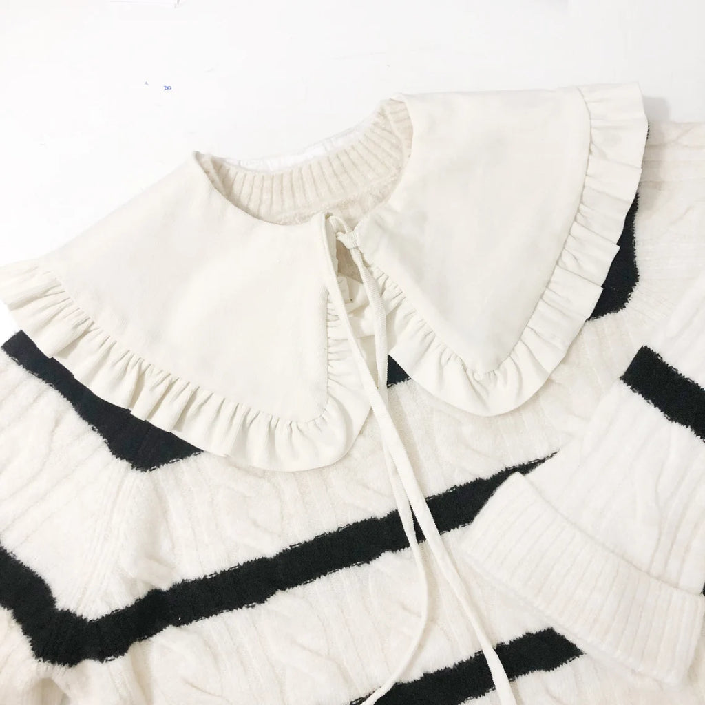 Corduroy Cotton Frill Collar: Detachable Layering Collar