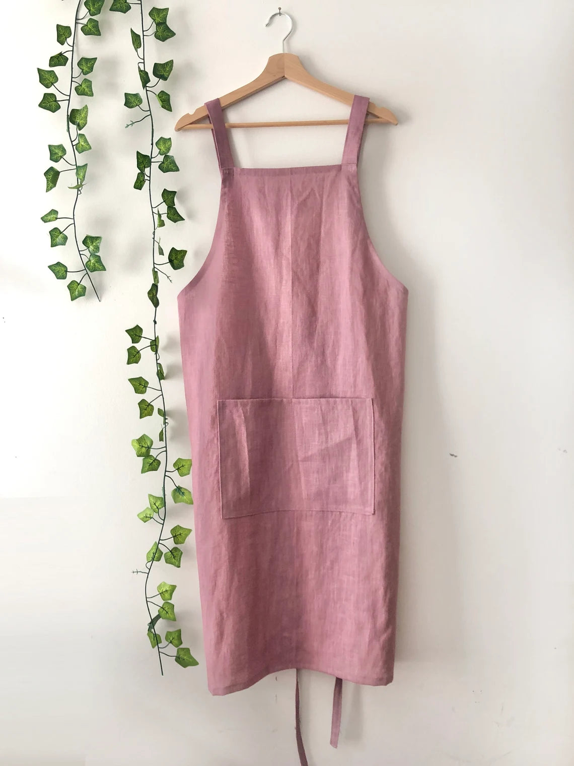 Lavender Linen Pinafore Apron: Japanese Style Apron