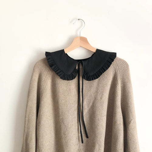 Black Cotton Frill Collar: Detachable Layering Collar