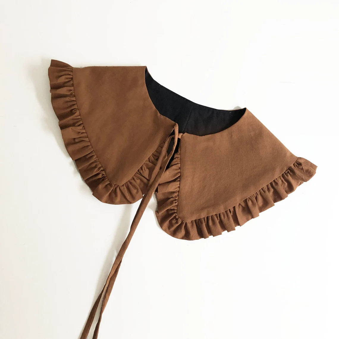 Brown Cotton Frill Collar: Detachable Layering Collar