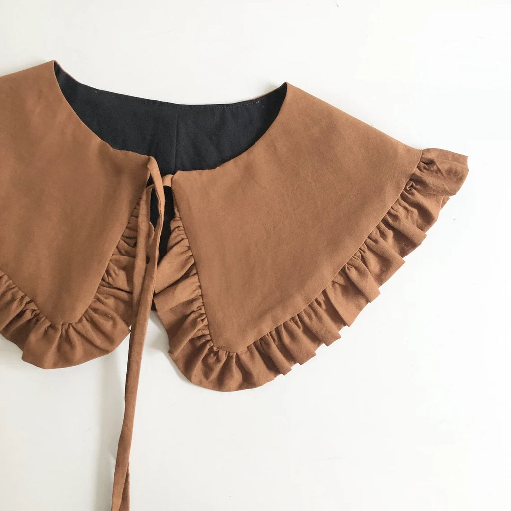 Brown Cotton Frill Collar: Detachable Layering Collar