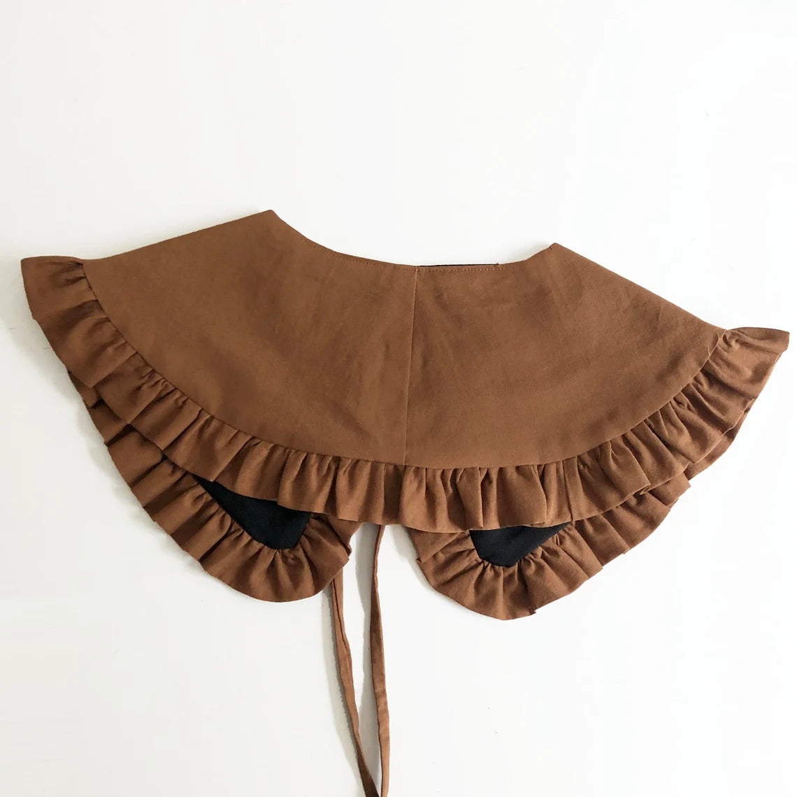 Brown Cotton Frill Collar: Detachable Layering Collar