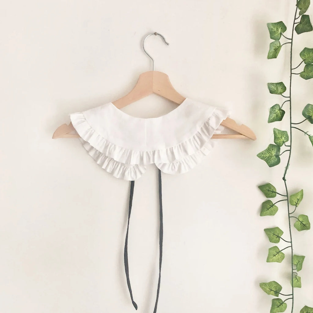 Contrast Tie Cotton Frill Collar: Detachable Layering Collar
