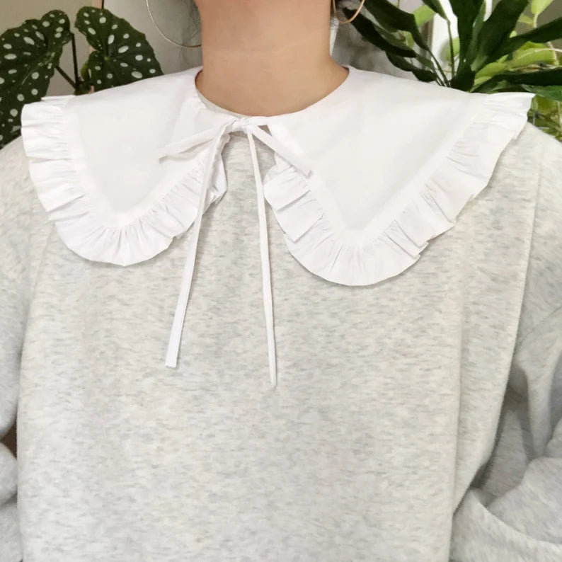 White Cotton Frill Collar: Detachable Layering Collar