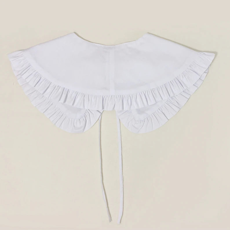 White Cotton Frill Collar: Detachable Layering Collar