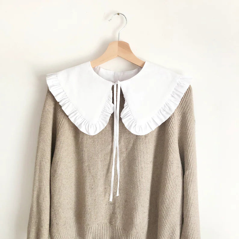White Cotton Frill Collar: Detachable Layering Collar